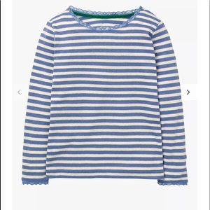 Mini Boden Supersoft Pointelle T-shirt 4-5Y blue stripes